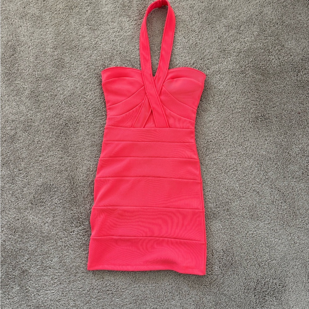 Topshop Strapless Orange Dress